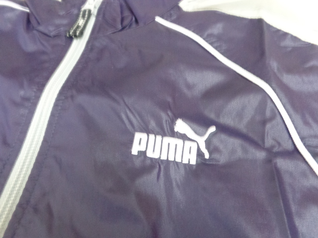 [ secondhand goods ][ postage 185 jpy ]* Puma Wind breaker top and bottom set ( navy blue ) for children size 150*USED PUMA man . for {P417}