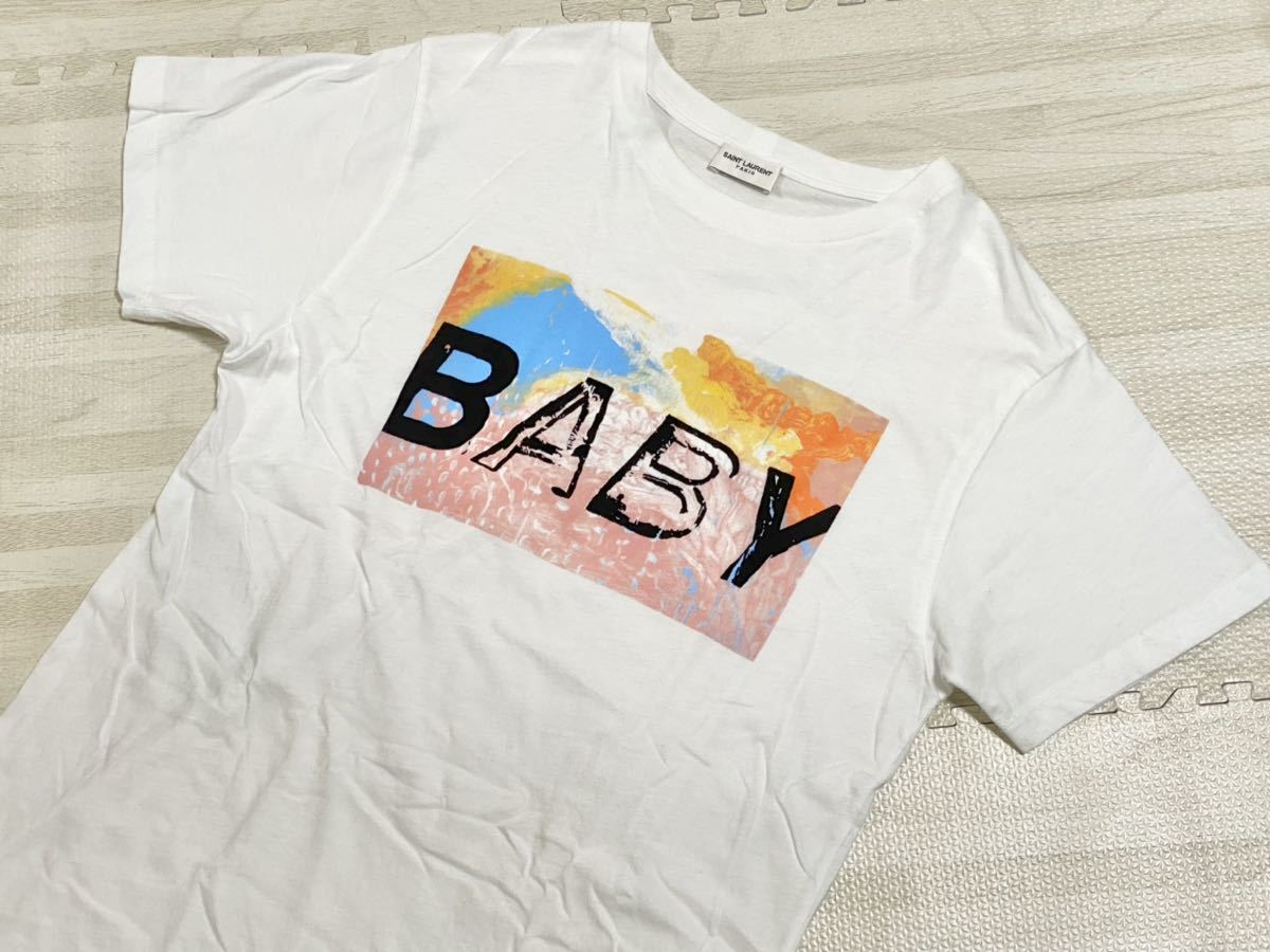 SAINT LAURENT サンローラン BABYプリントT 白 ホワイト L 半袖
