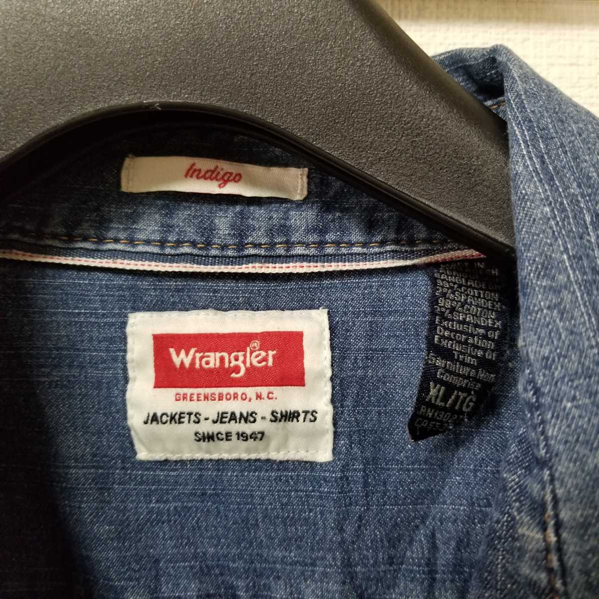 ラングラー WRANGLER 長袖デニムシャツ XL インディゴ アメカジ ストリート 古着 大きいサイズ 03I0907_画像5