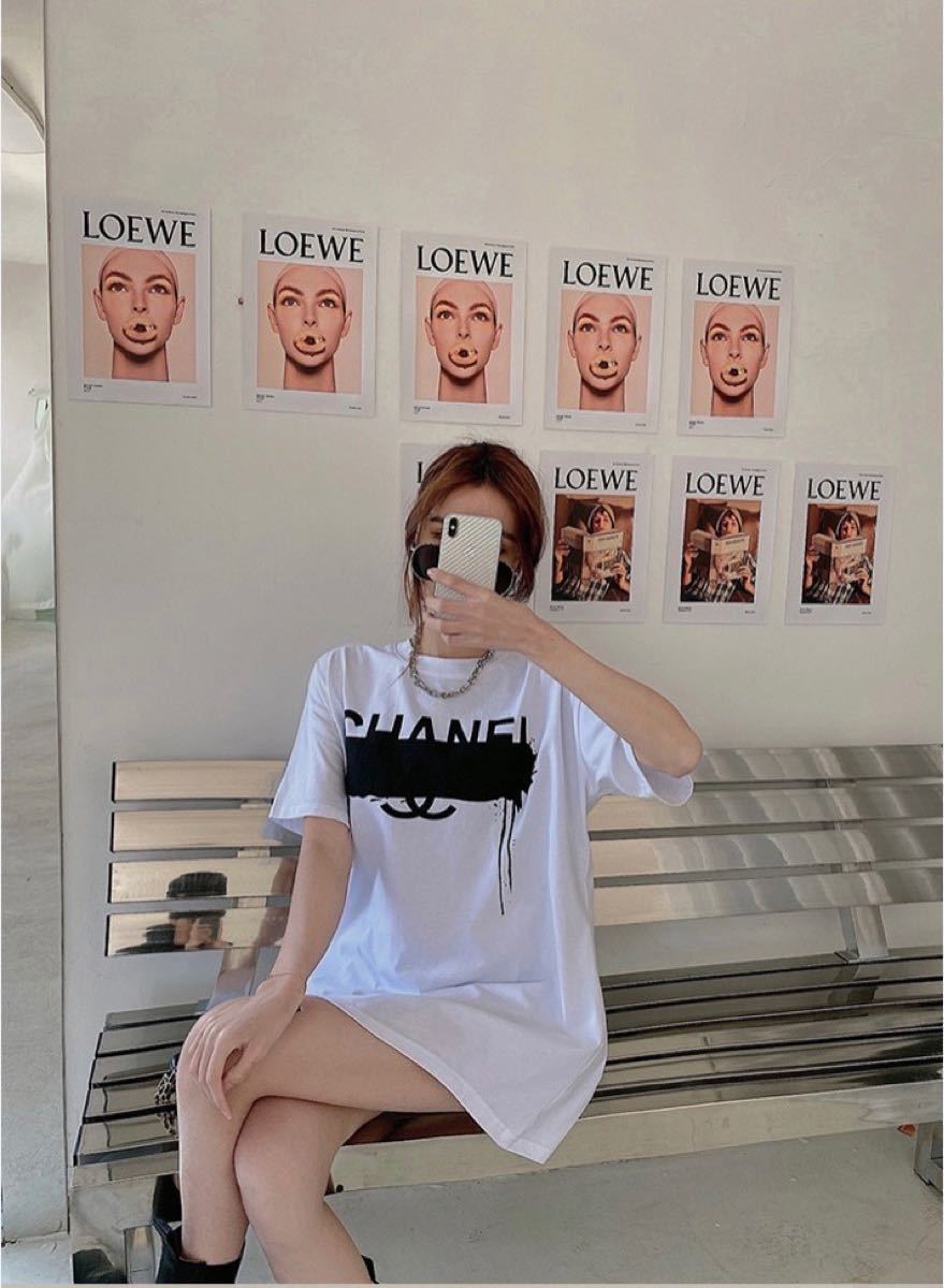 Paypayフリマ 韓国 ファッション おしゃれ Tシャツ オルチャン レディース 白 Lサイズ 2