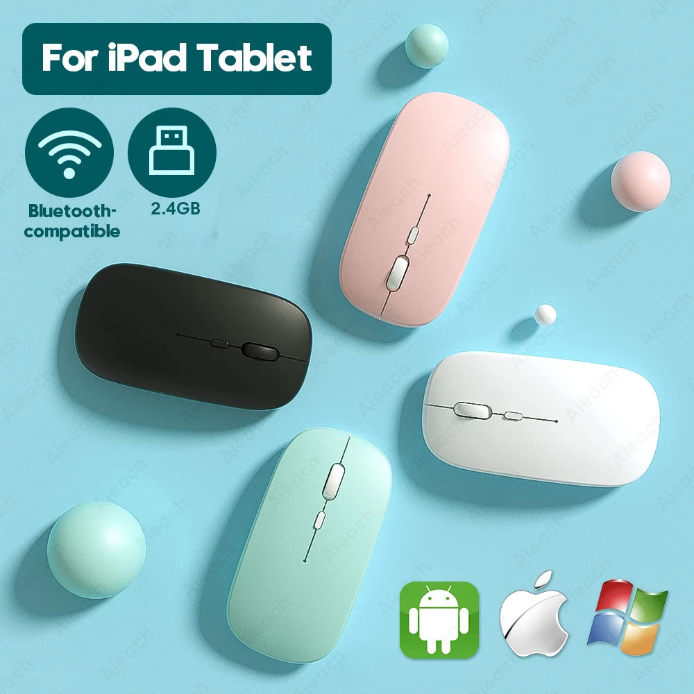 Перезаряжаемая беспроводная мышь 4 цвета для системного планшета/ноутбука Android/iOS/Windows
