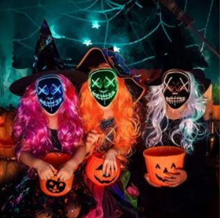 ハロウィーンのマスク,混合色のマスク,LEDパーティー用,暗闇で光るライト付き　１～５の番号でお選びください_画像1