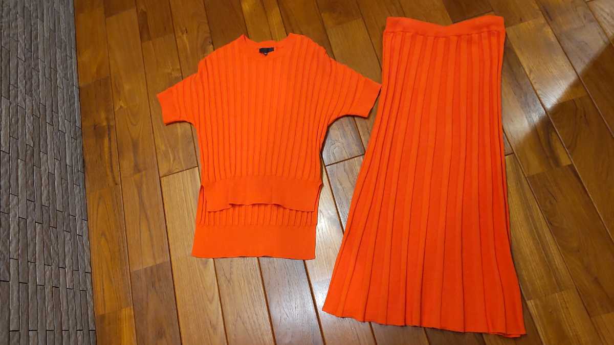 新品　ICB Paper Cotton ニット&スカート　セットアップ　オレンジ　XS_画像2