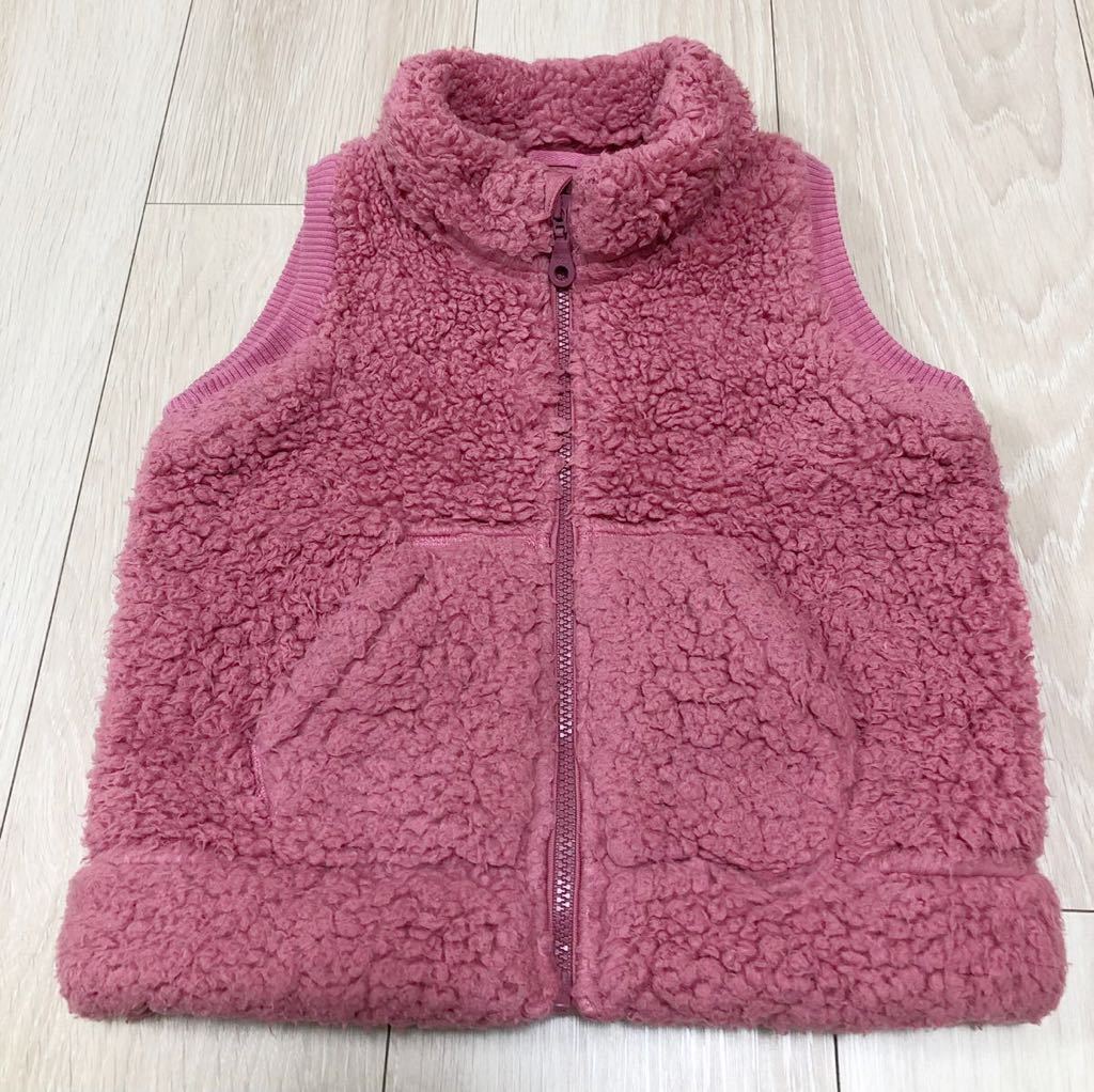 *UNIQLO* боа флис лучший 90 размер розовый передний открытие молния карман есть .... ребенок ребенок одежда внешний осень-зима защищающий от холода для мужчин и женщин Uniqlo 