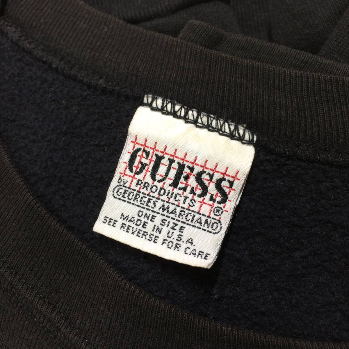 90s GUESS USA製 スウェット フリーサイズ ゲス ブラック_画像4