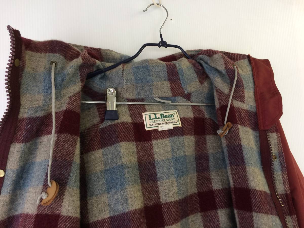 80s USA製 L.L.BEAN エルエルビーン BAXTER STATE PARKA バクスターステートパーカー マウンテンパーカー Lサイズ えんじ色 裏ウール生地