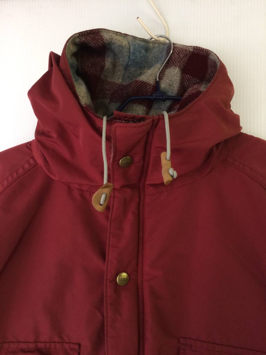 80s USA製 L.L.BEAN エルエルビーン BAXTER STATE PARKA バクスターステートパーカー マウンテンパーカー Lサイズ えんじ色 裏ウール生地