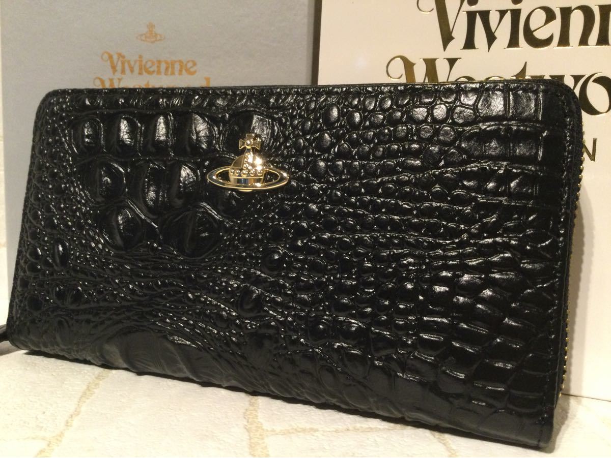 新品　ヴィヴィアン　Vivienne Westwood クロコ調　ブラック　財布　メンズ　レディース