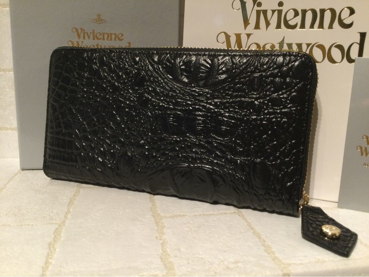 新品　ヴィヴィアン　Vivienne Westwood クロコ調　ブラック　財布　メンズ　レディース