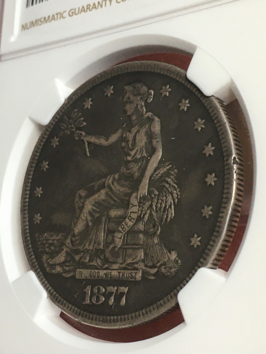 【いぶし銀】1877年 アメリカ トレードダラー 1ドル NGC 貿易銀 