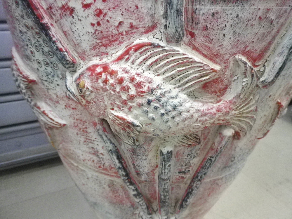 壷 つぼ 置物 池の金魚 作不明 高さ 約86.5cm 中古 札幌市 厚別 壷 つぼ 置物 池の金魚 作不明 高さ 約86.5cm 中古 札幌市 厚別