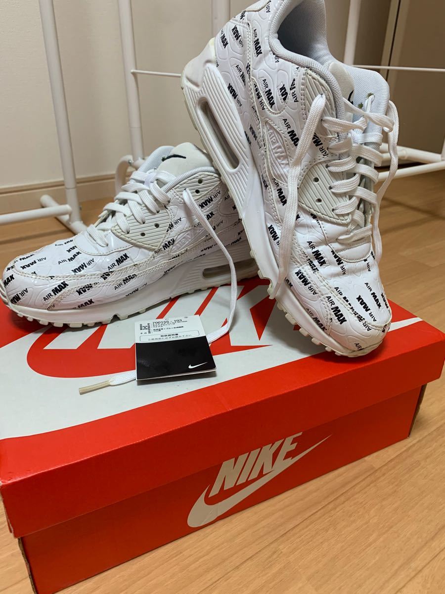 ナイキ エア マックス 90 プレミアム AIR MAX 白 黒 ロゴ（¥17,800）