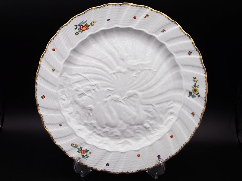 マイセン meissen 最上級品 スワンサービス 色絵金彩 プレート スワン
