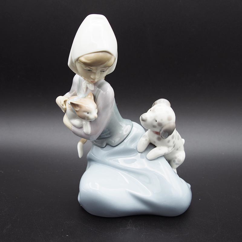 LLADRO（リヤドロ）Fox and Cub キツネの親子フィギュリン 置物-