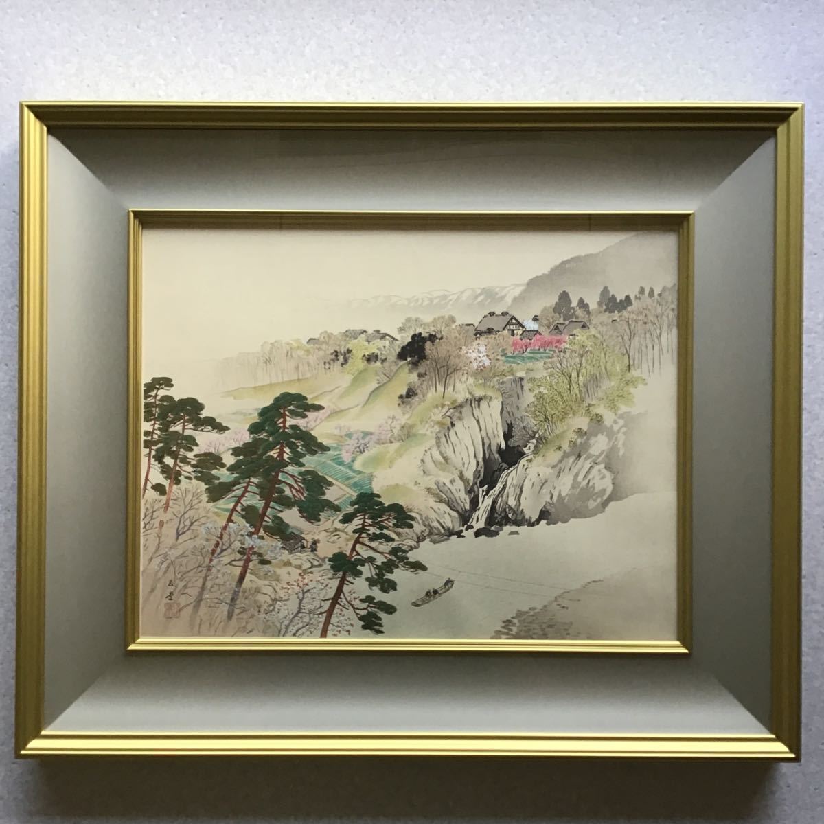 新品　ギャラリー雅堂　木版画　河合玉堂筆「春色駘蕩」絵画　風景画　額絵　頒布品　琳派_画像1