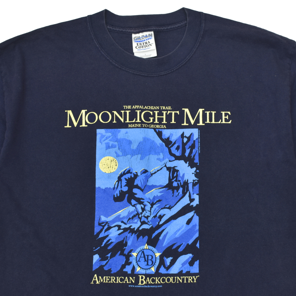 レア 90s usa vintage AMERICAN BACKCOUNTRY アメリカンバックカントリー MOONLIGHT MILE Tシャツ size.L ヴィンテージ アウトドア_画像1