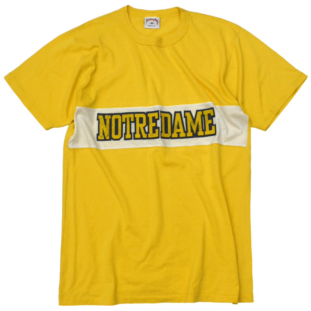 80s usa vintage NUTMEG MILLS NOTREDAME ノートルダム カレッジプリント 切替 Tシャツ アメリカ製 size.M_画像1