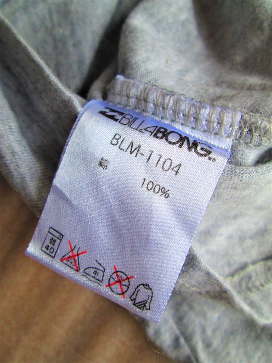 [ unused ]Billabong Billabong * M size gray color, cotton 100%, regular goods, postage 230 jpy OK!