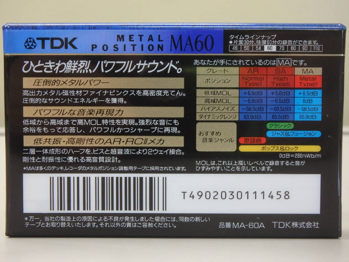 2 ◆ TDK ◆ メタルテープ 60分 ◆ MA-60A ◆ 未開封品、現状品_画像2