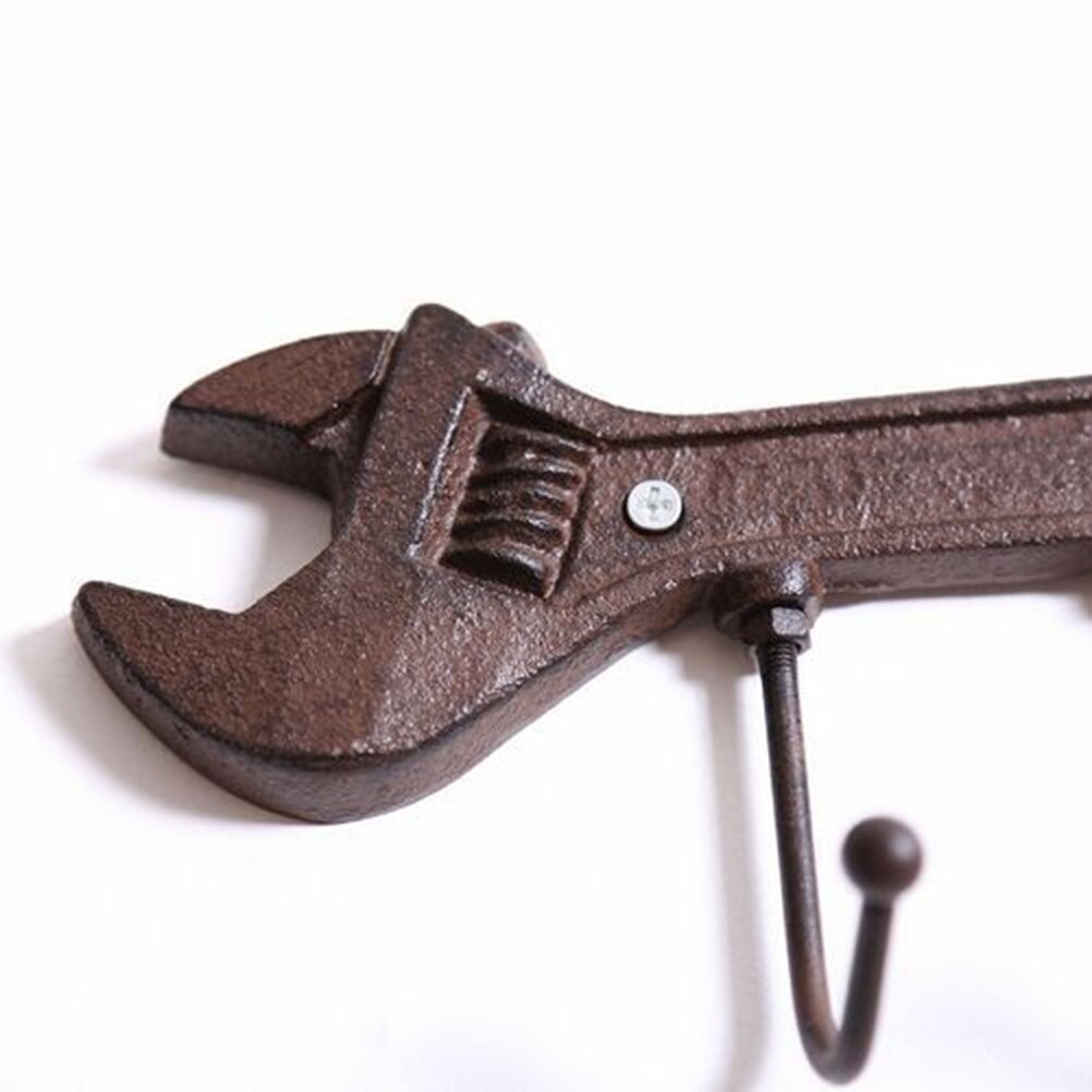 1pc Vintage стена крюк вешалка ключ вешалка wall крепление пальто держатель 3 крюк металл гаечный ключ форма крюк A2008