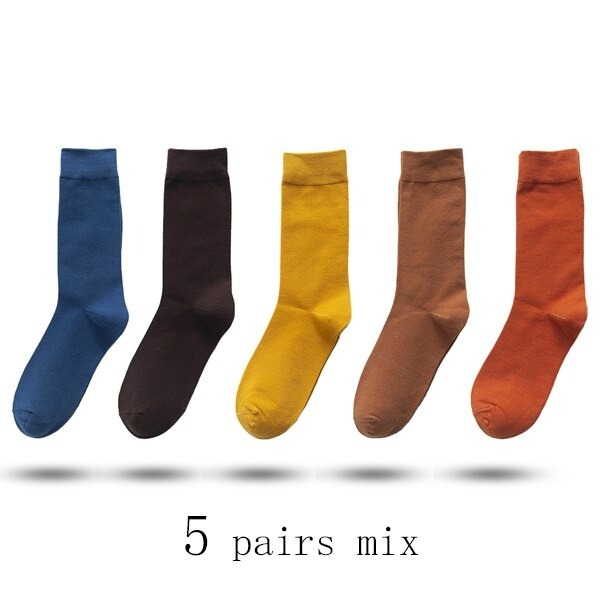 5 pair business dress socks men's ventilation winter warm cotton socks long high quality casual gift present A2093