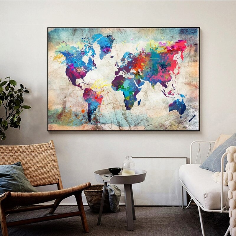 品質が 4点セット アートパネル インテリア 壁掛け 風水 絵画 世界地図 