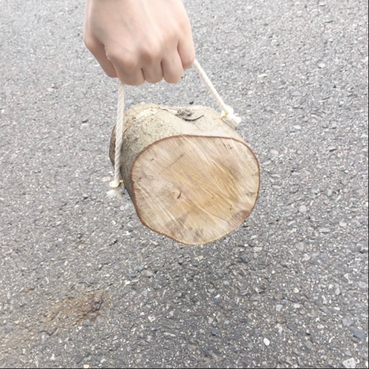 樫の木 持ち手付きコンパクト薪割り台 バトニング棒セット