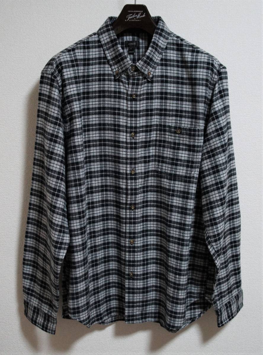 SALE！【新品】サイズ:XL ジェイクルー J.CREW Midweight Cotton-Wool Elbow-Patch Flannel Shirt Heather Grey フランネルシャツ Wash加工_画像2