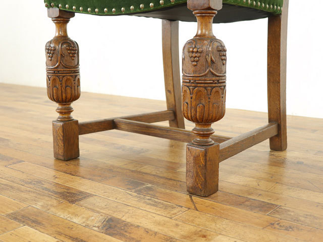テーブル・チェア6脚セット　ブルボーズレッグ　人気のぶどう柄彫刻　ダイニングセット　イギリス　アンティークフレックス　56823_画像9