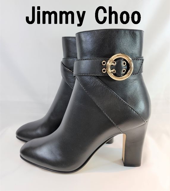 新品同様 【新品】ジミーチュウ JIMMY CHOO 黒 37.5 85 カーフレザー