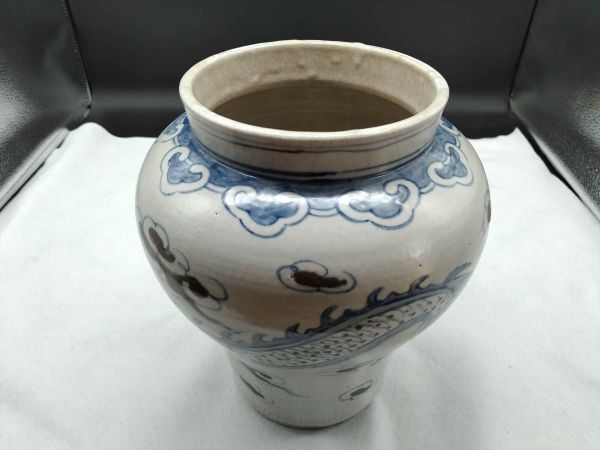国内正規総代理店アイテム】 骨董 壺 龍 幅19.5cm 高さ23.7cm 中国 ...
