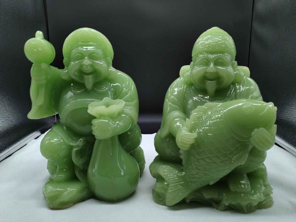 七福神 恵比寿 大黒天 緑石 翡翠 石 インテリア 縁起物 1つ約 七福神 恵比寿 大黒天 緑石 翡翠 石 インテリア 縁起物 1つ約
