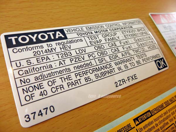 US Toyota оригинальный 14 TOYOTA PRIUS Prius предостережение этикетка комплект USDM Северная Америка 2014 ZVW30 серия two grade-2
