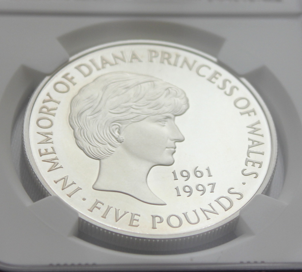 新品本物 1999 追悼記念 5ポンド 銀貨プルーフ イギリス ダイアナ妃