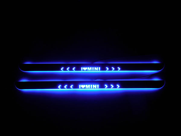 ミニクーパー MINI LED スカッフプレート 流れる 青 サイドプレート シーケンシャル 内装 ドレスアップ 日本語説明書付き 1年保証あり 即納_画像1