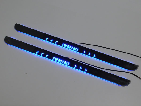 ミニクーパー MINI LED スカッフプレート 流れる 青 サイドプレート シーケンシャル 内装 ドレスアップ 日本語説明書付き 1年保証あり 即納_画像3