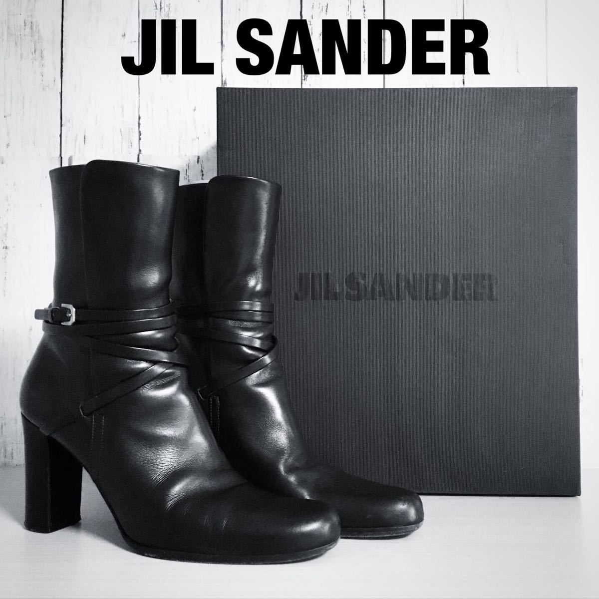 JIL SANDER ジル・サンダー ショートブーツ 38 ブラック 本革 中古