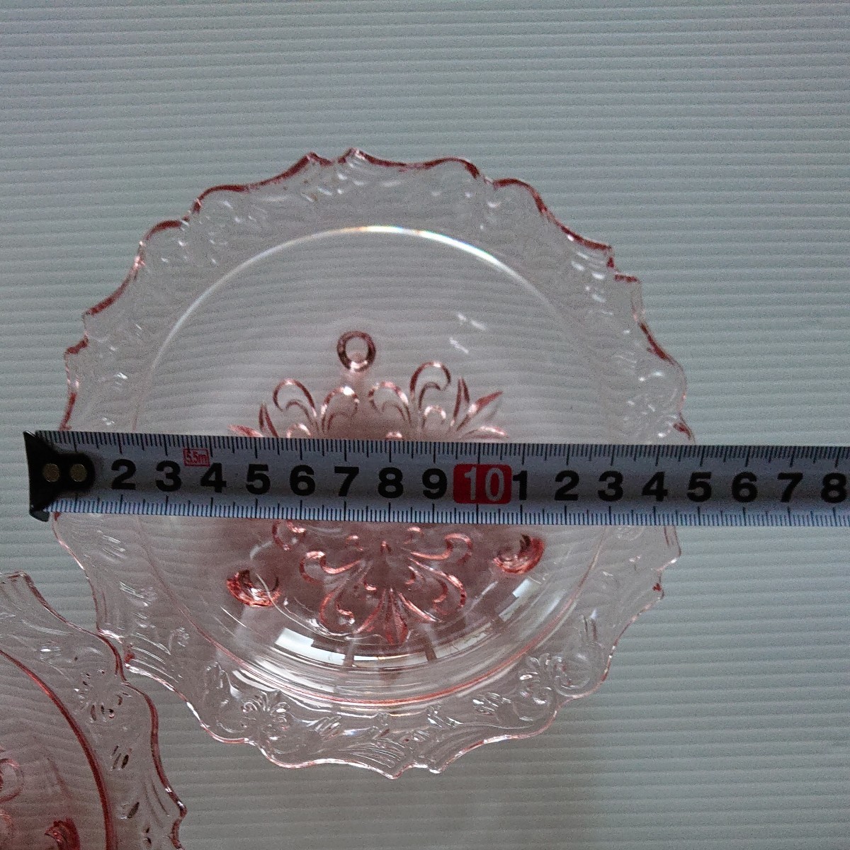 ピンク ガラス皿 3枚 直径約15cm