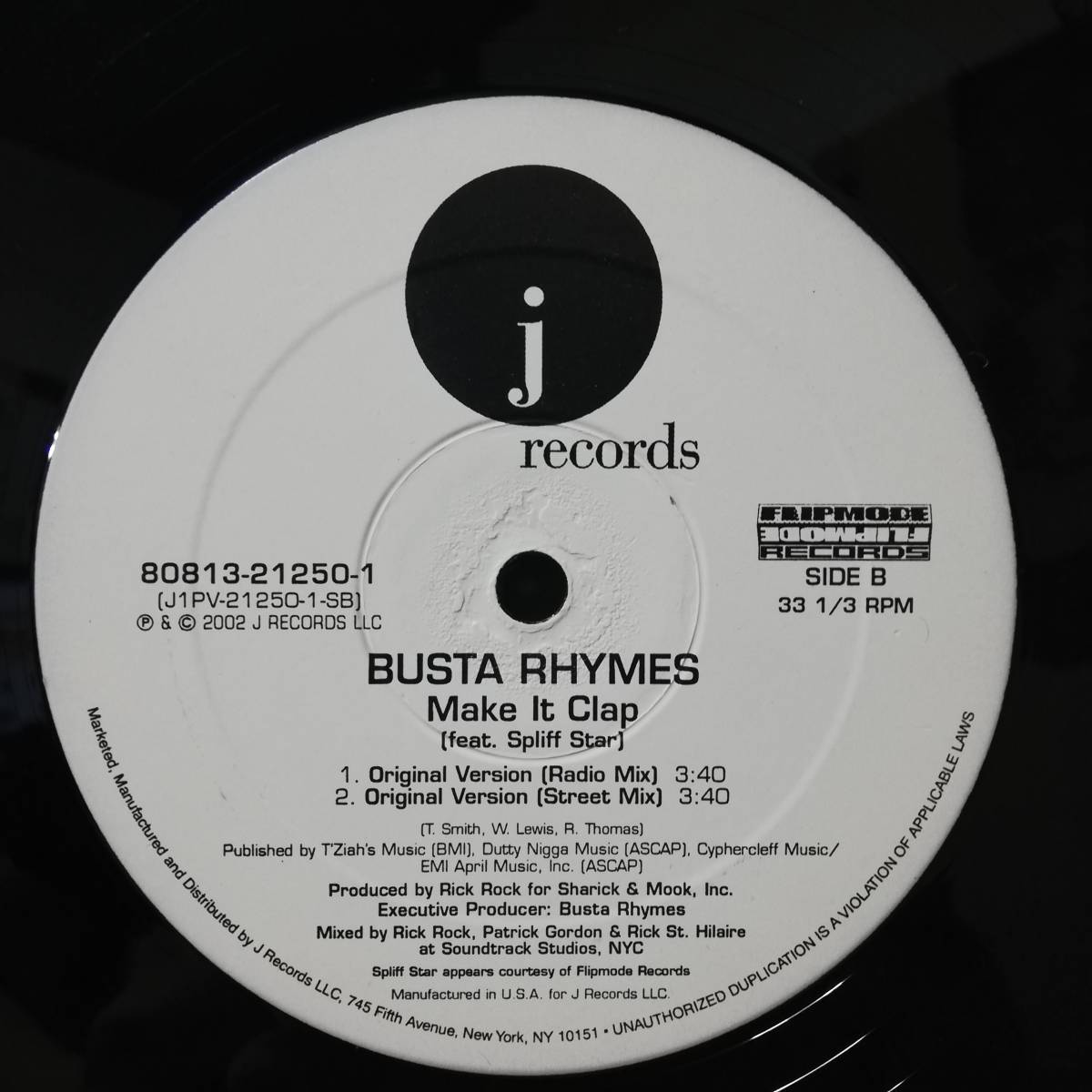 【12''】Busta Rhymes Feat. Sean Paul & Spliff Star Make It Clap (Remix) - 80813-21250-1 - *14_画像2