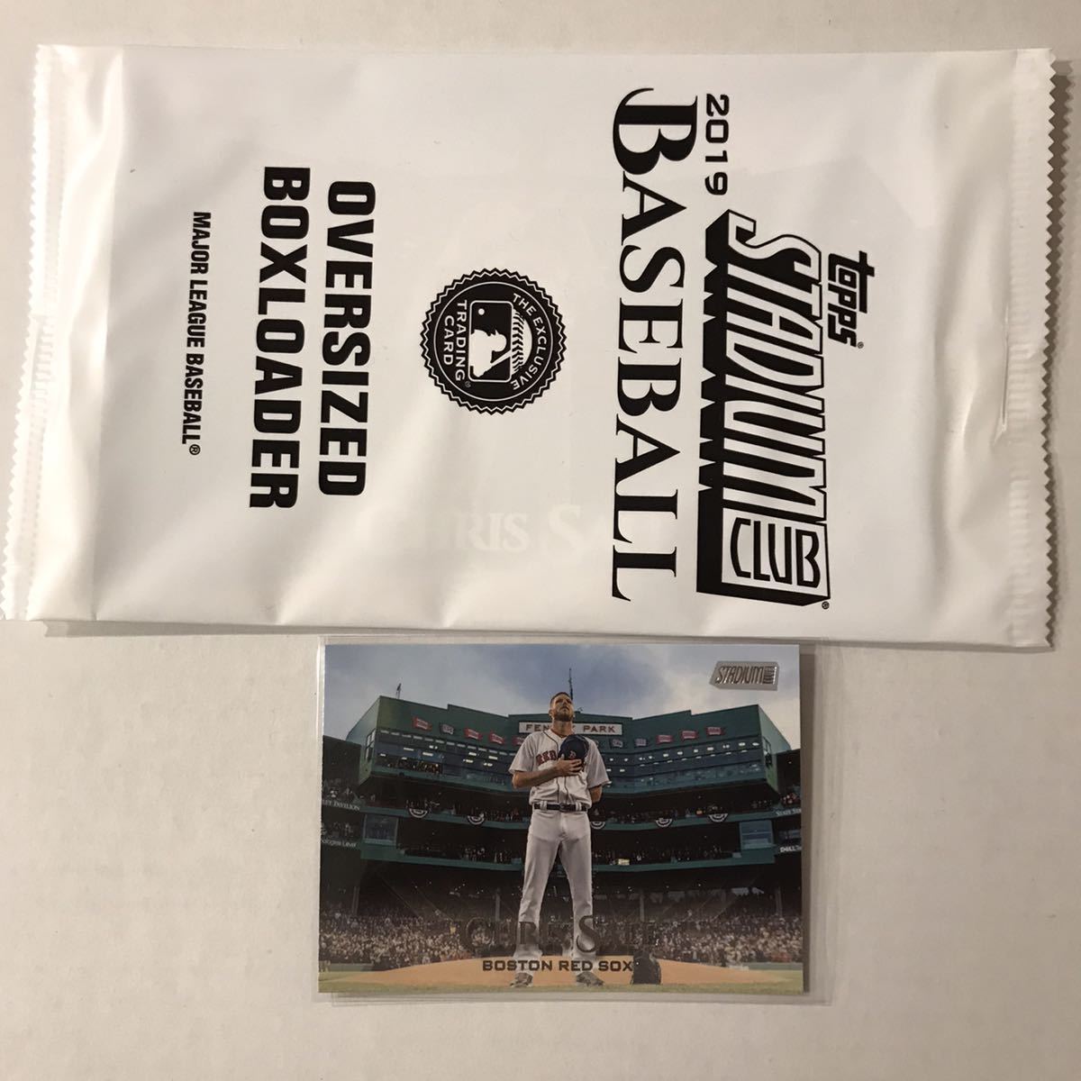 未開封[Chris Sale][2019 Topps Stadium Club Baseball](Oversized Base Topper Box Loader)(Boston Red Sox(BOS))auto?直筆サイン?_下側のカードは商品には含まれません。