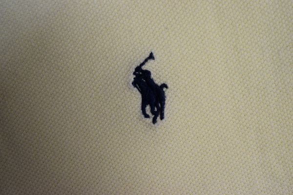 ☆ビッグサイズ US古着 POLO Ralph Lauren ラルフローレン ポロシャツ生地鹿の子 Vネック Tシャツ イエロー黄系【XL】コットン　　◆3125◆_画像6