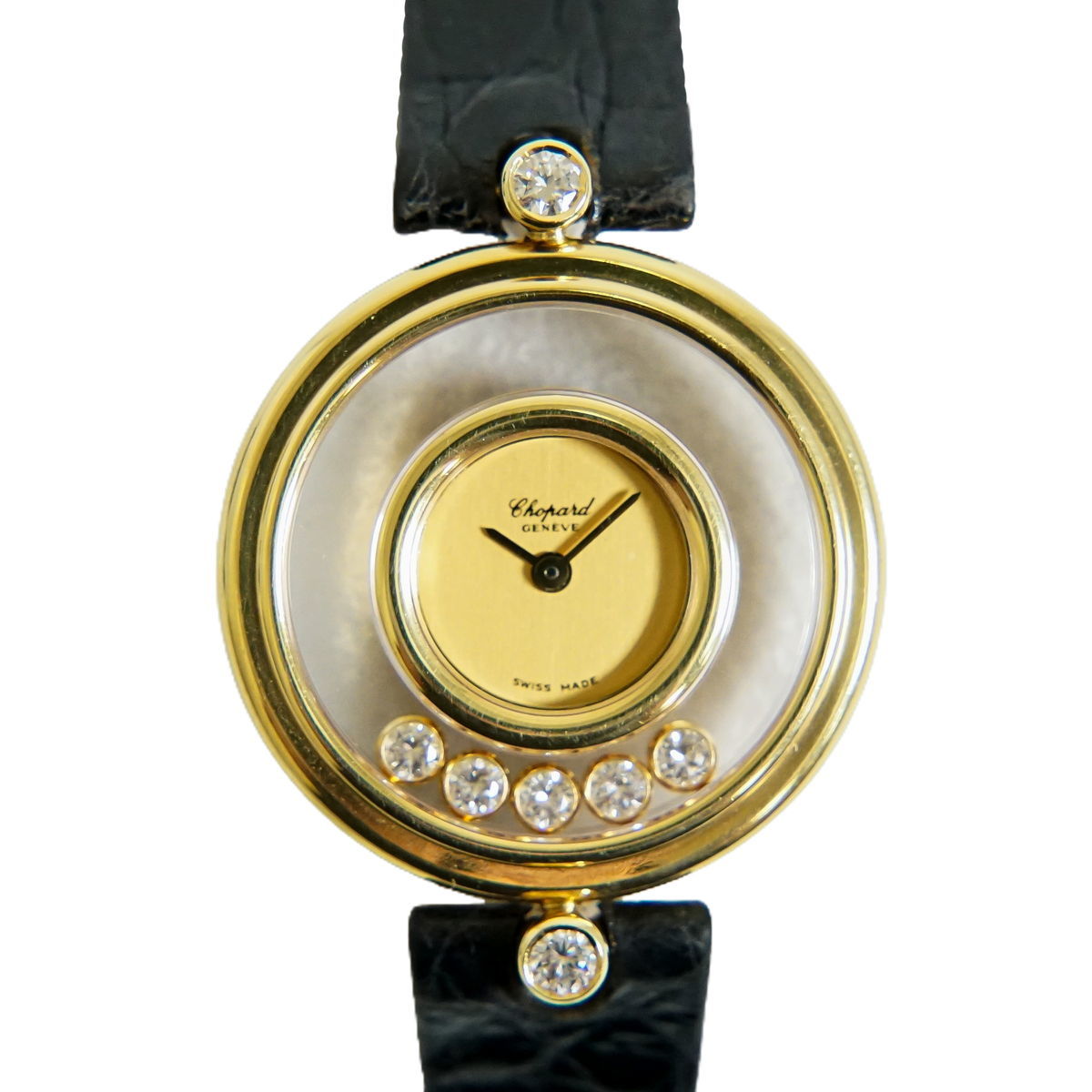 ショパール　時計ハッピーダイヤモンド　黒クロコダイル定価2,090,000
