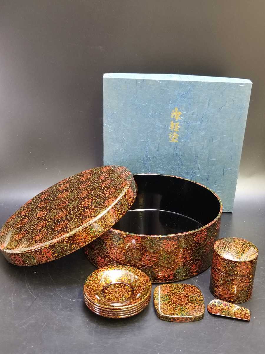 天然木 津軽塗 茶櫃 未使用品-