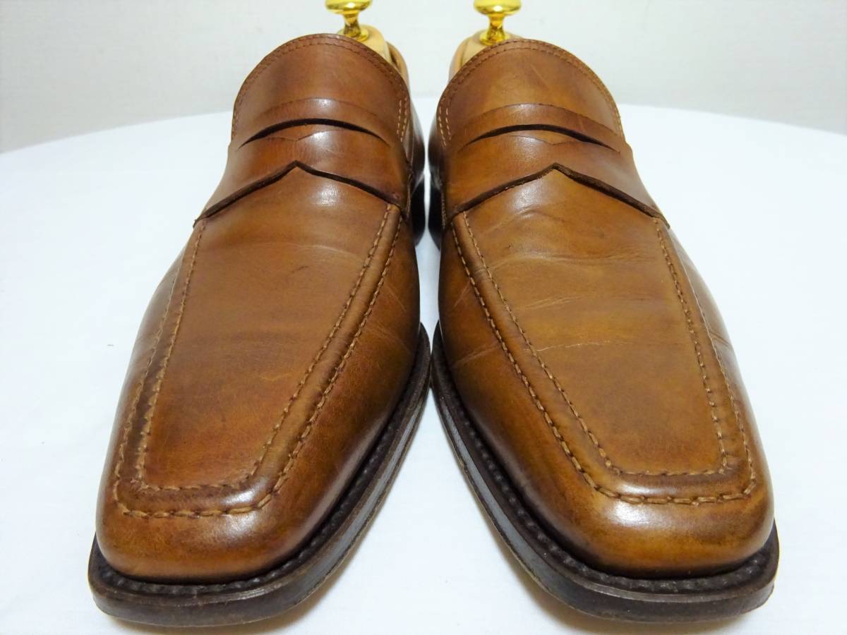ANTONIO MAURIZI Anne toniomau Ricci U chip coin Loafer leather shoes 39 24cm Brown ITALY made 
