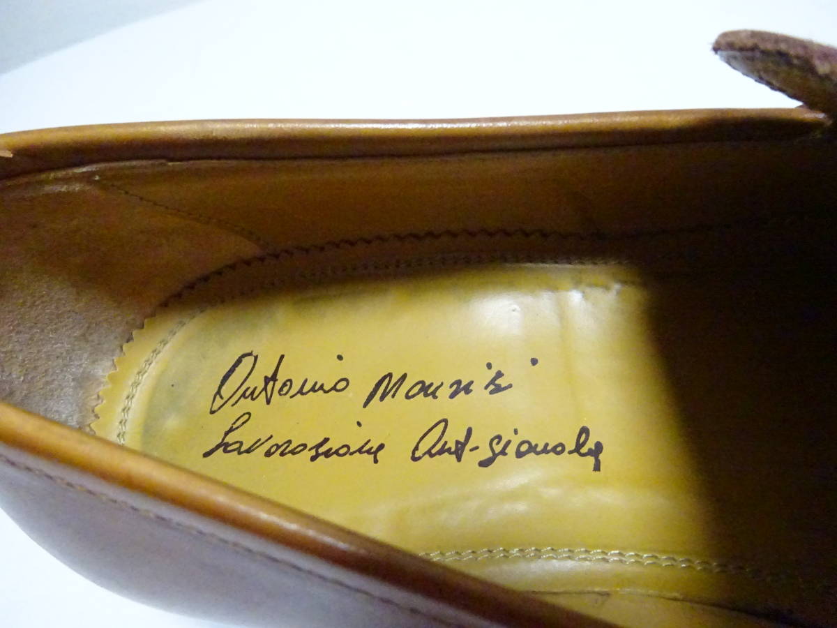 ANTONIO MAURIZI Anne toniomau Ricci U chip coin Loafer leather shoes 39 24cm Brown ITALY made 