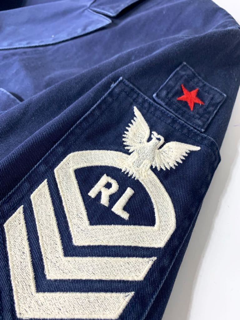 レアPOLO COUNTRY Ralph Lauren ミリタリーネイビージャケット  USNAVYポロカントリータグ男女着用可能ミリタリーワッペンラルフローレン