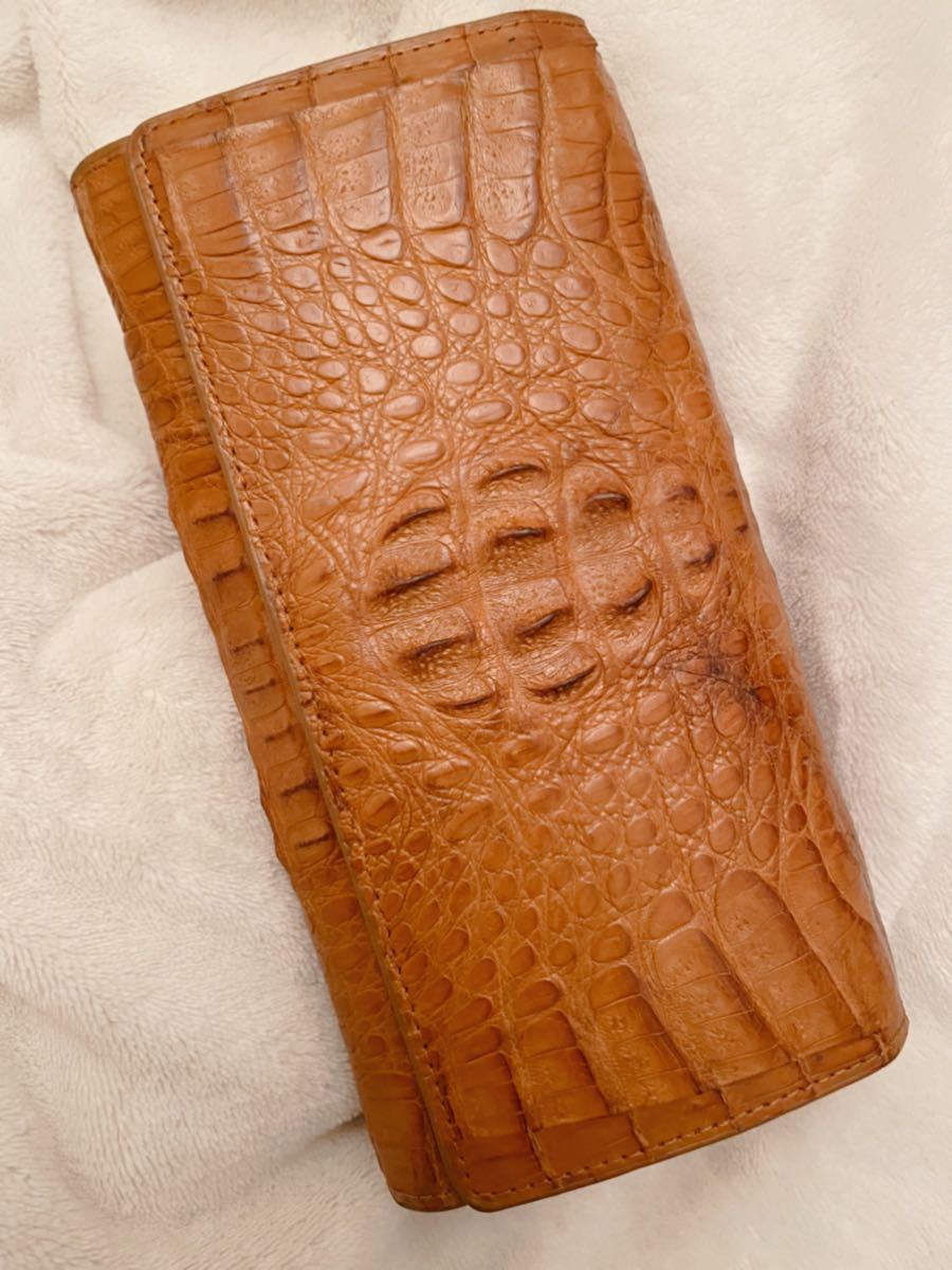 大容量 長財布 クロコダイル 美品 キャメル 茶色|PayPayフリマ
