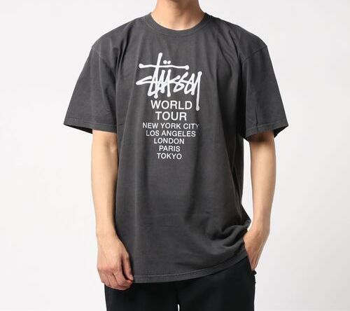 #古着屋大和 #限定 #USAモデル #STUSSY ステューシー #ピグメント加工 ユーズド感 #ワールドツアー #Tシャツ XL #ブラック 黒 #メキシコ製_※着用例