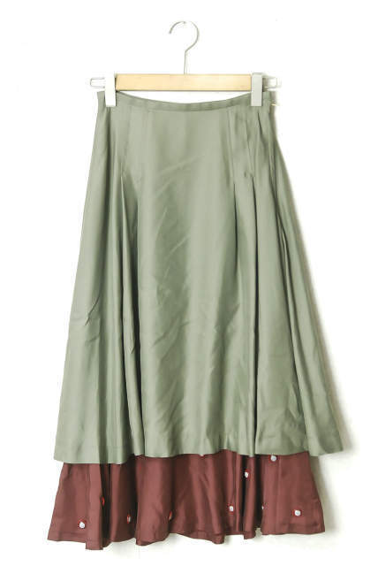 TOGA PULLA トーガ プルラ 18AW Polyester twill Tuck Skirt ポリエステルツイルタックスカート TP82-FG231 34 カーキ フレア lc25668