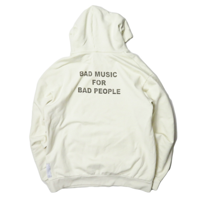 Mr.Saturday ミスターサタデー 20AW BAD MUSIC FOR BAD PEOPLE HOODIE バックプリント スウェットプルオーバーパーカー L ベージュ mc66442_画像2